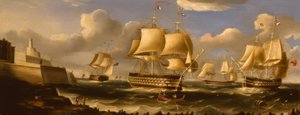 H.M.S. Queen in Valetta / Schilderij van R.B. Spencer, 1848 door Richard B. Spencer