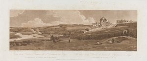 Uitzicht vanaf Paleis Terras in St. Germain en Laye; Het Aquaduct van Marli in de verte 1803; Plaat 16 uit Uitzichten in Parijs, het Emanuel Volume tracing van de plaat