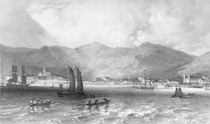 Trinidad, vanuit de Golf van Paria, illustratie uit 
