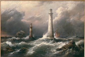 H.M.S. Lord Warden bij de Eddystone Vuurtorens