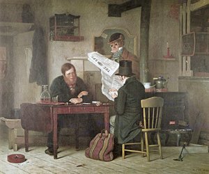 Wachten op de postkoets (kleur litho)