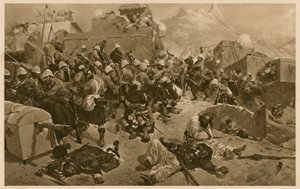 92nd Highlanders en 2nd Gurkhas bestormen Gundi Mulla Sahibdad tijdens de Slag om Kandahar, Afghanistan, Tweede Anglo-Afghaanse Oorlog door Richard Caton II (after) Woodville