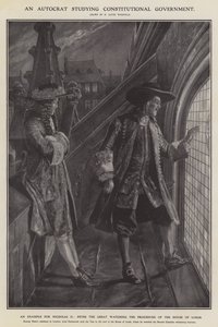 Een autocraat die constitutionele regering bestudeert (litho) door Richard Caton II (after) Woodville