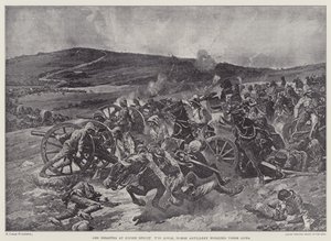 De ramp bij Koorn Spruit, de Koninklijke Rijdende Artillerie werkt hun kanonnen door Richard Caton II (after) Woodville