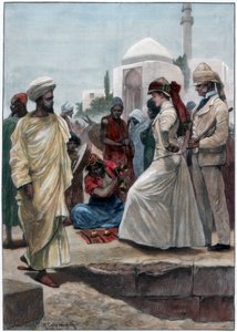 Een straatgoochelaar in Algiers, 1895 door Richard Caton II Woodville