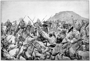 Aanval van de 5e Lansiers bij Elandslaagte, 2e Boerenoorlog, 21 november 1899 door Richard Caton II Woodville