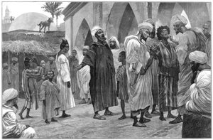 De Slavenmarkt in Marokko, 1888 door Richard Caton II Woodville
