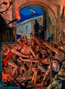 Het laatste feest van Robert De Comines mannen in Durham, 1069, ca. 1920 door Richard Caton II Woodville