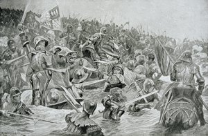 De Slag bij Towton in 1461, illustratie uit Hutchinsons 