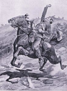 De laatste rit van de Yeoman, illustratie uit Na Pretoria: De Guerrillaoorlog, 1902 door Richard Caton Woodville
