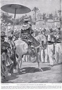 De overgave van Rangoon aan de Britten, 1824, illustratie uit 