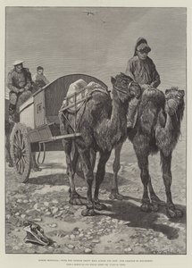 Door Mongolië, met de Russische zware post door de Gobi, onze karavaan midden in de woestijn door Richard Caton Woodville junior