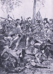 Slag bij Ramilles, 23 mei 1706: De aanval van het Ierse Regiment, illustratie uit British Battles on Land and Sea, 1915