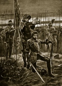 Henry VII gekroond in Bosworth, illustratie uit 