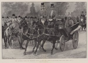 Lord Kitchener passeert het Wellington-standbeeld bij Hyde Park Corner bij zijn terugkeer uit Zuid-Afrika, 12 juli