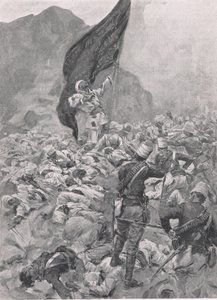 Omdurman: De laatste drager van de Zwarte Vlag, 2 september 1898, illustratie uit British Battles on Land and Sea, 1915 door Richard Caton Woodville junior