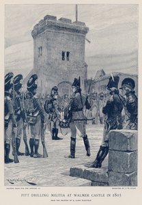 Pitt oefent militie bij Walmer Castle in 1803