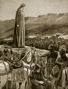 Koningin Ethelfled kijkt naar de bestorming van Brecon, illustratie uit 