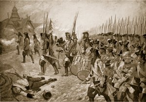 De Slag bij Blenheim: Bestorming van het dorp, illustratie uit 