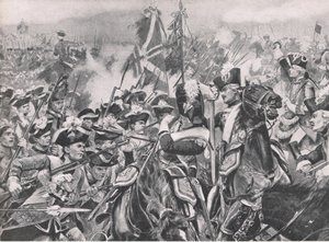 De Slag bij Minden, 1 augustus 1759, illustratie uit British Battles on Land and Sea, 1915