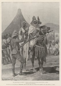 De Vijandelijkheden in Nigeria, een Britse Expeditieofficier interviewt een Hoofd