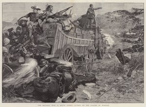 De Matabili Oorlog in Zuid-Afrika, Aanval op de Laager van Wagens door Richard Caton Woodville junior