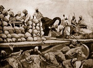 De artillerie van de Nawab bij Plassey, illustratie uit 