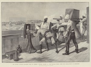 De Soudan Vooruitgang, terugstomen naar Berber, Maxims afvuren op de Baggara Paarden na het Bombardement van Metemmeh
