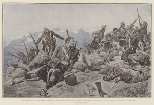 De bestorming van de Dargai Ridge door de Gordon Highlanders, Piper Findlater blijft spelen ondanks verwondingen aan beide benen