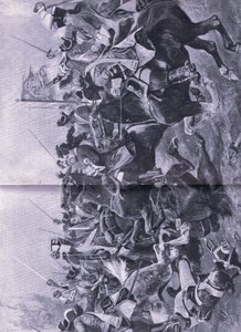 Het cavaleriegevecht bij de Slag bij Ramilles, 3 mei 1706, illustratie uit British Battles on Land and Sea, 1915 door Richard Caton Woodville junior
