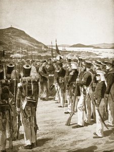 De overdracht van Hong Kong aan de Britten, 1841, illustratie uit 