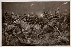 De nachtelijke aanval van de 19e Huzaren nabij Lydenberg op 7 november, 1900 door Richard Caton Woodville junior