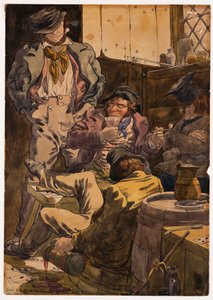 Schets ter illustratie van de Passies - Dronkenschap, 1854