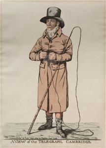 Een uitzicht op de telegraaf, Cambridge, 1809 door Richard Dighton