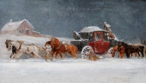 Koets in een sneeuwstorm