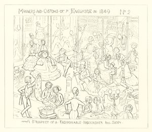 Een vooruitzicht van een modieuze fourniturenwinkel door Richard Doyle