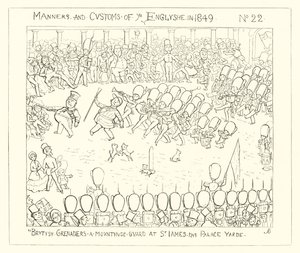 Britse grenadiers die de wacht houden bij St James