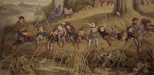 Dame Julianna Berners leert haar jonge leerlingen de kunst van het vissen door Richard Doyle