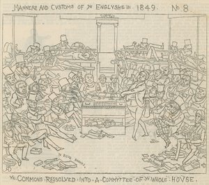 Manieren en gewoonten van de Engelsen in 1849: De Commons besloten tot een commissie van het hele huis door Richard Doyle