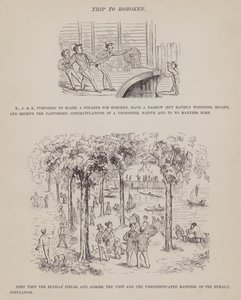Pagina uit De Amerikaanse tour van de heren Brown, Jones en Robinson (gravure) door Richard Doyle