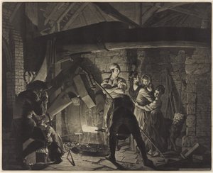 Een ijzersmederij, naar Joseph Wright of Derby (1734-97) door Richard Earlom