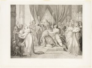 Lear verjaagt zijn dochter Cordelia door Richard Earlom