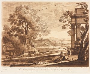 Liber Veritatis: Nr. 133, Een landschap, met vee, en de engel die Hagar troost