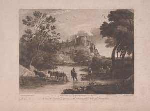 Uitzicht op Tivoli bij Zonsondergang, gepubliceerd 1775