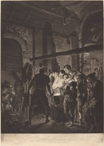De smidse door Richard Earlom after Joseph Wright