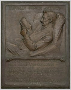 Gedenkplaat voor wijlen E. F. Andrews door Richard Edwin Brooks