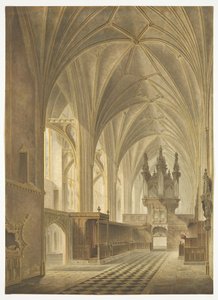 Het koor van de kathedraal van Bristol, kijkend naar het westen door Richard G. Reeve