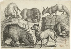 Twee beren, twee wolven en twee vossen (Dieren naar verschillende kunstenaars) door Richard Gaywood