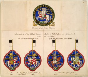 Zegels van de Tempeliers van 1180, 1203, 1224, 1234, 1845 door Richard Hamilton Essex