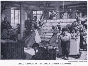 Kinderarbeid in de vroege textielfabrieken, ca. 1950